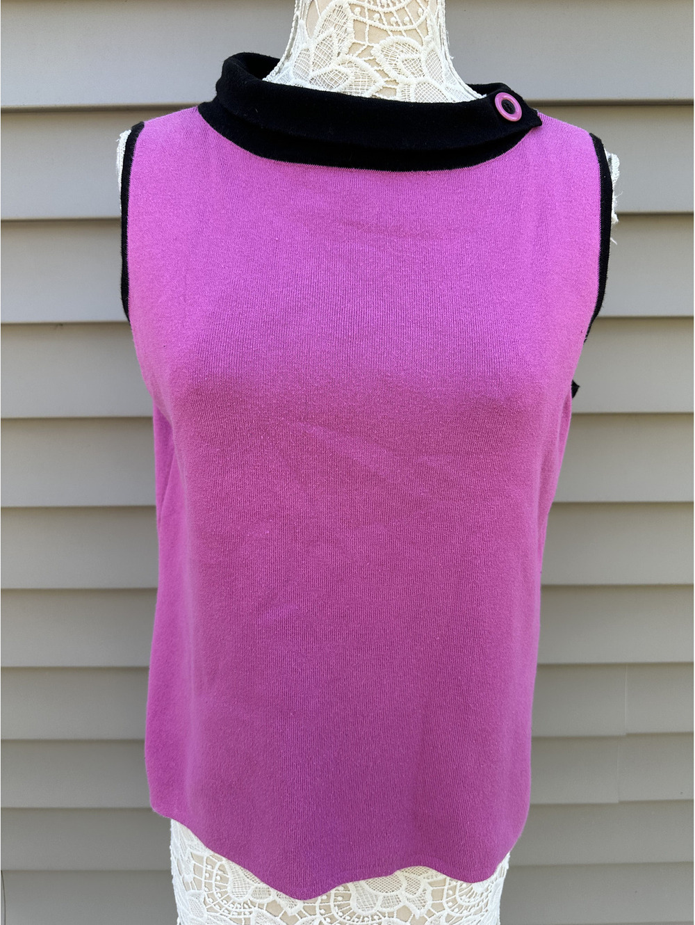 Designers Original Y2K Sleeveless Sweater Top Purple Black Coquette Retro